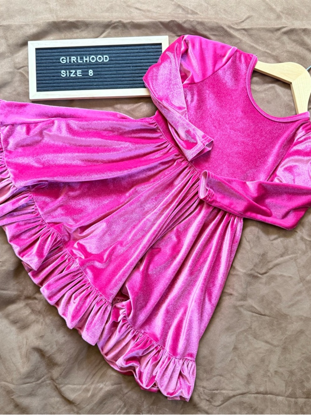 Girlhood Pink Velvet Twirl Dress